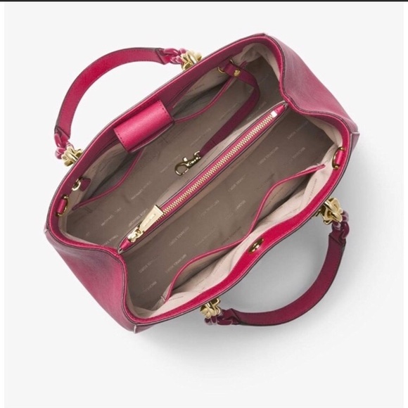 SOLD! Michael Kors Saffiano Red Leather Satchel - Picture 2 of 8